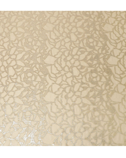 Elegant Cream Silk Chiffon Fabric with Metallic Lurex, 110 cm Wide, South Korean Design-D19573