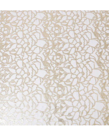 Elegant White Silk Chiffon Fabric with Metallic Lurex, 110 cm Wide, South Korean Design-D19575