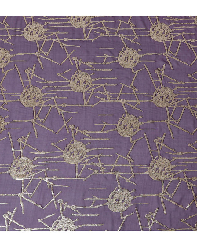 Elegant Purple Silk Chiffon Fabric with Metallic Lurex, 110 cm Wide, South Korean Design-D19576