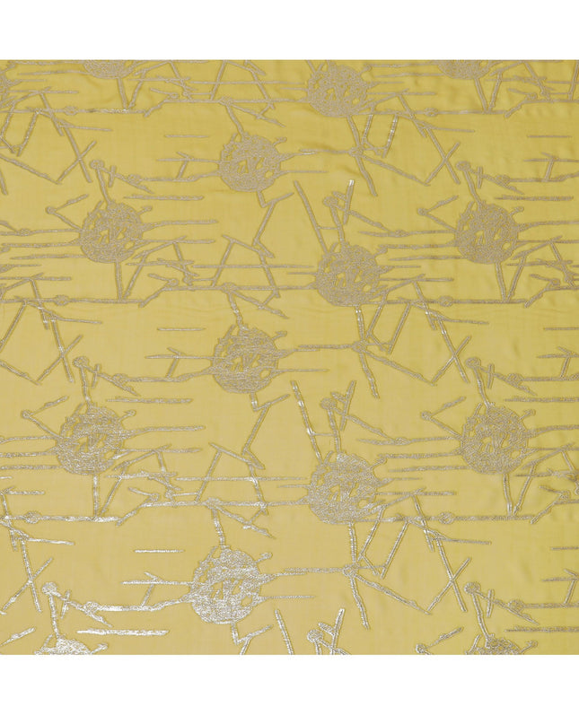 Elegant Yellow Silk Chiffon Fabric with Metallic Lurex, 110 cm Wide, South Korean Design-D19577