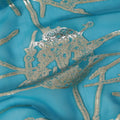 Vibrant Turquoise Silk Chiffon Fabric with Metallic Lurex, 110 cm Wide, South Korean Design-D19580