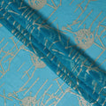 Vibrant Turquoise Silk Chiffon Fabric with Metallic Lurex, 110 cm Wide, South Korean Design-D19580
