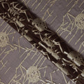 قماش شيفون حرير بني أنيق مع لوركس معدني عرض 110 سم تصميم كوري جنوبي-D19582
