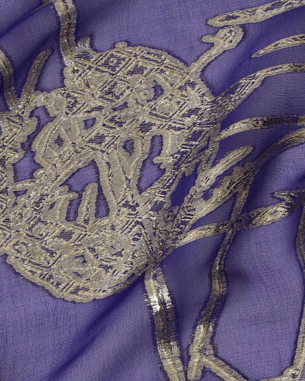 Luxurious Purple Silk Chiffon Fabric with Metallic Lurex, 110 cm Wide, South Korean Design-D19583