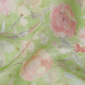 Pastel Green Floral Synthetic Organza Fabric - 110 cm Width, Made in India-D19630 Regal Fabrics