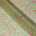 Pastel Green Floral Synthetic Organza Fabric - 110 cm Width, Made in India-D19630 Regal Fabrics