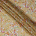 Golden Floral Synthetic Organza Fabric - 110 cm Width, Made in India-D19634 Regal Fabrics