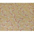 Golden Floral Synthetic Organza Fabric - 110 cm Width, Made in India-D19634 Regal Fabrics