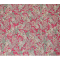 Ruby pink and Beige Floral Synthetic Organza Fabric - 110 cm Width, Made in India-D19639 Regal Fabrics