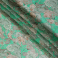 Green and Beige Floral Synthetic Organza Fabric - 110 cm Width, Made in India-D19640 Regal Fabrics