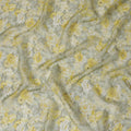 Yellow and Gray Floral Synthetic Organza Fabric - 110 cm Width, Made in India-D19642 Regal Fabrics