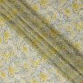 Yellow and Gray Floral Synthetic Organza Fabric - 110 cm Width, Made in India-D19642 Regal Fabrics