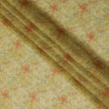 قماش أورجانزا صناعي مزين بالزهور باللونين الأصفر والبرتقالي - عرض 110 سم، صنع في الهند-D19644