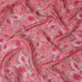 Pink Floral Synthetic Organza Fabric - 110 cm Width, Made in India-D19645 Regal Fabrics
