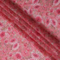 Pink Floral Synthetic Organza Fabric - 110 cm Width, Made in India-D19645 Regal Fabrics