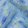 Baby Blue Floral Synthetic Organza Fabric - 110 cm Width, Made in India-D19646