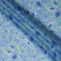 Baby Blue Floral Synthetic Organza Fabric - 110 cm Width, Made in India-D19646