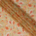 Peach and Orange Floral Synthetic Organza Fabric - 110 cm Width, Made in India-D19647