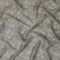 Gray and Gold Floral Synthetic Organza Fabric - 110 cm Width, Made in India-D19648 Regal Fabrics