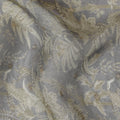 Gray and Gold Floral Synthetic Organza Fabric - 110 cm Width, Made in India-D19648 Regal Fabrics