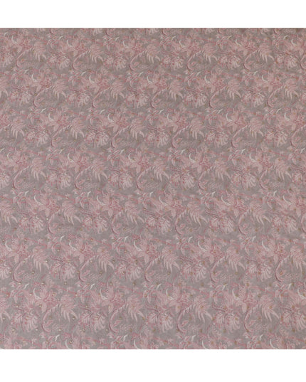 Dusty Rose and Pink Floral Synthetic Organza Fabric - 110 cm Width, Made in India-D19649