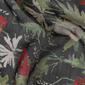 Black Floral Synthetic Organza Fabric - 110 cm Width, Made in India-D19650 - Regal Fabrics