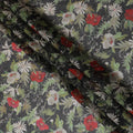 Black Floral Synthetic Organza Fabric - 110 cm Width, Made in India-D19650 - Regal Fabrics