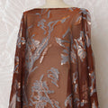 Rich Copper Floral French (Fransawi) Somali Dirac Silk Chiffon Fabric with Metallic Lurex, 140 cm Width-D19686 Regal Fabrics