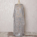 Elegant Silver Grey French (Fransawi) Somali Dirac Silk Chiffon Fabric with Metallic Lurex, 140 cm Width-D19687