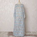 Elegant Ice Blue Floral French Silk Chiffon Fabric with Metallic Lurex, 140 cm Width-D19695