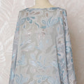 Elegant Ice Blue Floral French Silk Chiffon Fabric with Metallic Lurex, 140 cm Width-D19695