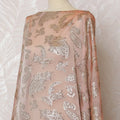 Elegant Peach Paisley French Silk Chiffon Fabric with Metallic Lurex, 140 cm Width-D19698 Regal Fabrics
