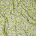 Vibrant Lime Green Synthetic Organza Fabric with Delicate Floral Design, 110 cm Width-D19699