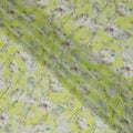 Vibrant Lime Green Synthetic Organza Fabric with Delicate Floral Design, 110 cm Width-D19699