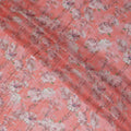 قماش اورجانزا صناعي وردي مرجاني مع تصميم زهور ناعمة، عرض 110 سم-D19700
