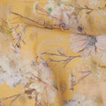 Sunny Yellow Synthetic Organza Fabric with Delicate Floral Design, 110 cm Width-D19701
