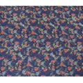 Navy Blue Synthetic Organza Fabric with Vibrant Floral Design, 110 cm Width-D19702