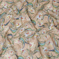 قماش اورجانزا صناعي بيج مع تصميم زهور متعددة الالوان، عرض 110 سم -D19704