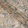 قماش اورجانزا صناعي بيج مع تصميم زهور متعددة الالوان، عرض 110 سم -D19704