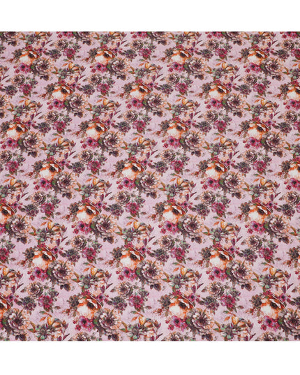 Soft Pink and Burgundy Floral Viscose Modal Satin Fabric - 110 cm Width-D19985