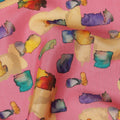 Bright Pink and Multicolor Abstract Viscose Modal Satin Fabric - 110 cm Width-D19986