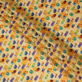Golden Yellow and Multicolor Abstract Viscose Modal Satin Fabric - 110 cm Width-D19987