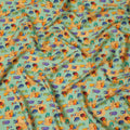 Mint Green and Multicolor Abstract Viscose Modal Satin Fabric - 110 cm Width-D19988