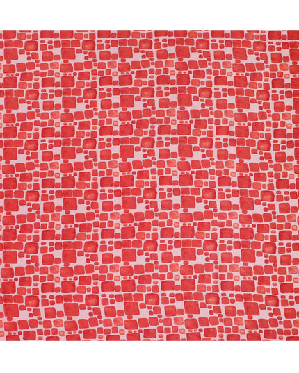 Pink and Red Geometric Viscose Digital Printed Fabric - 110 cm Width-D19989