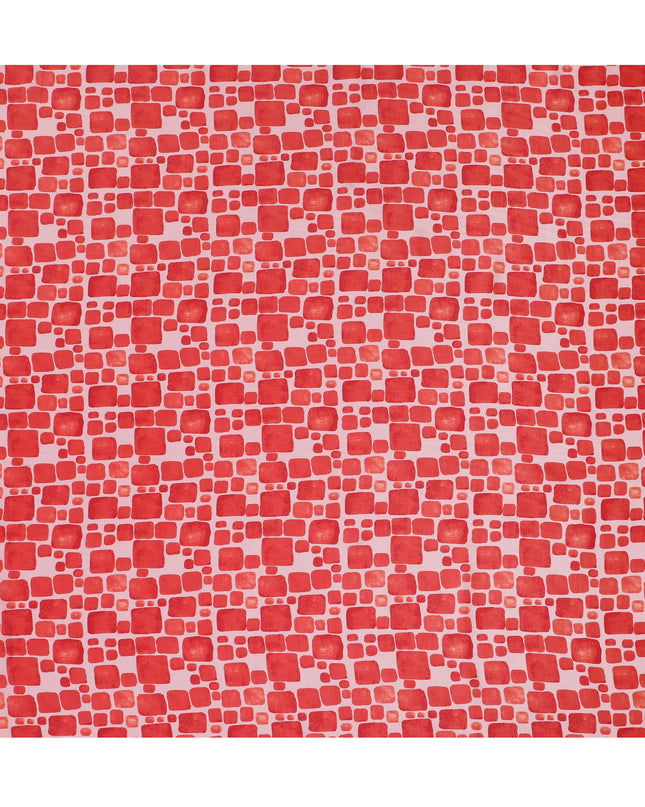 Pink and Red Geometric Viscose Digital Printed Fabric - 110 cm Width-D19989