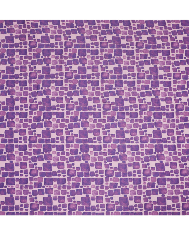 Light Pink and Purple Geometric Viscose Digital Printed Fabric - 110 cm Width-D19990