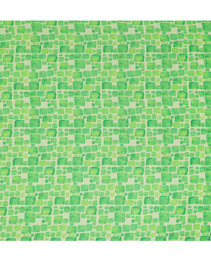 Light Green and Lime Geometric Viscose Digital Printed Fabric - 110 cm Width-D19991