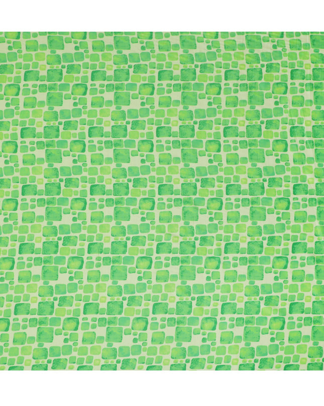 Light Green and Lime Geometric Viscose Digital Printed Fabric - 110 cm Width-D19991