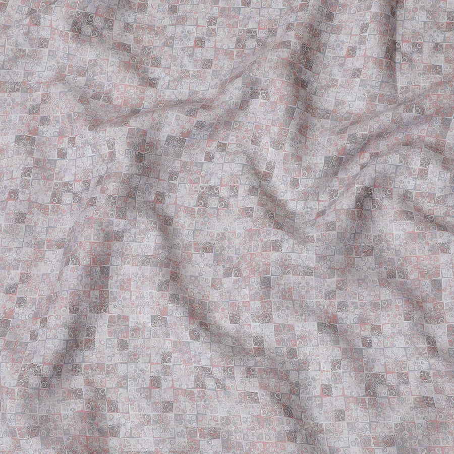 قماش كتان نقي ناعم باللون الرمادي والوردي الباستيل - عرض 150 سم-D19995