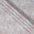 Soft White with Pastel Pink Floral Pure Linen Fabric - 150 cm Width-D19997